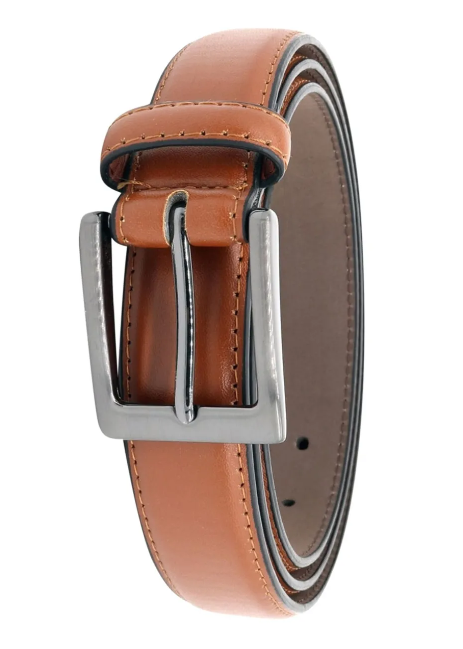 Duke Tan Anthony Stitched Leather Square Buckle Belt