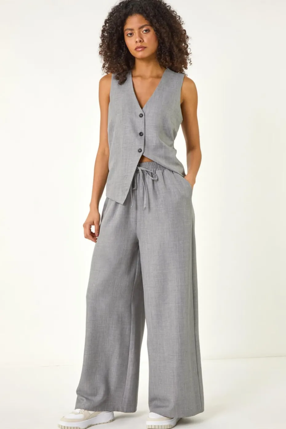 Dusk Grey Dusk Elasticated Waist Wide Leg Trouser