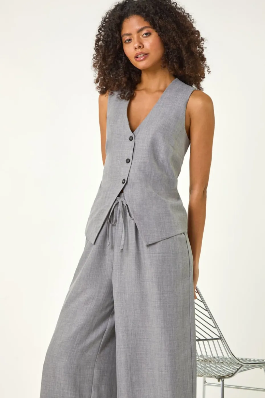 Dusk Grey Dusk Elasticated Waist Wide Leg Trouser