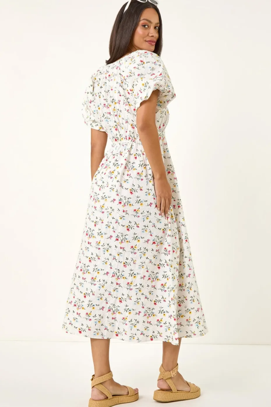 Dusk White Dusk Ditsy Broderie Midi Dress