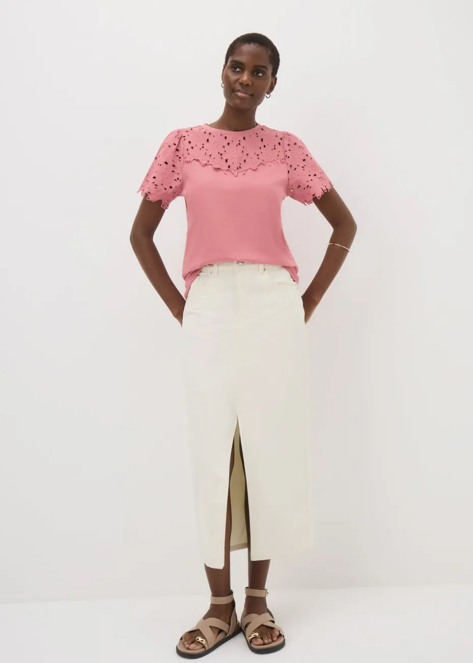 Dusty Pink Floral Lace T-Shirt