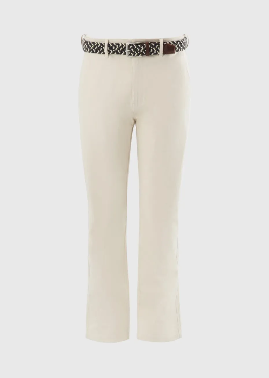 Ecru Belted Chino Trousers