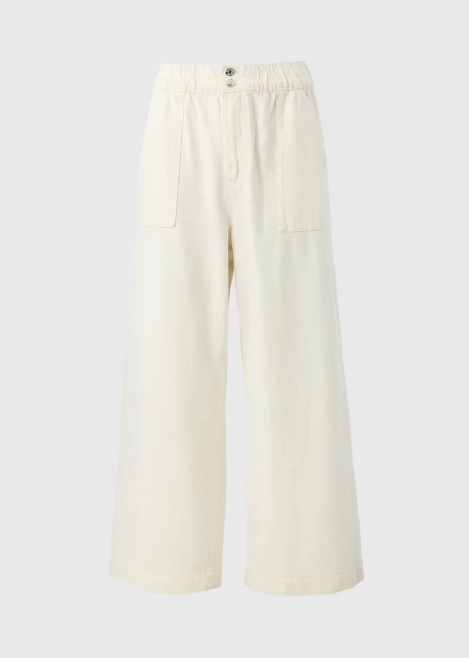 Ecru Crop Wide Leg Trousers