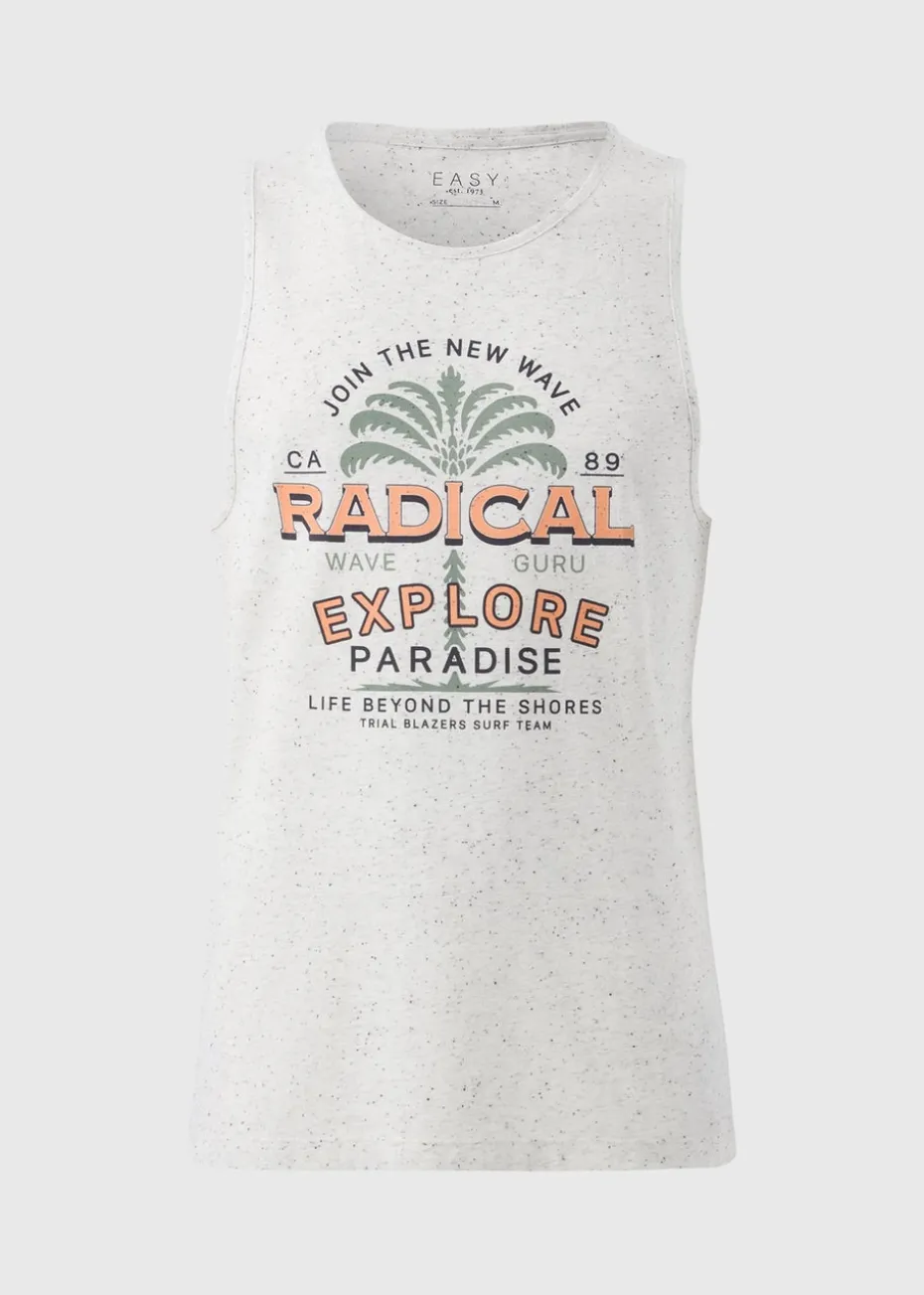 Ecru Explore Printed Vest Top