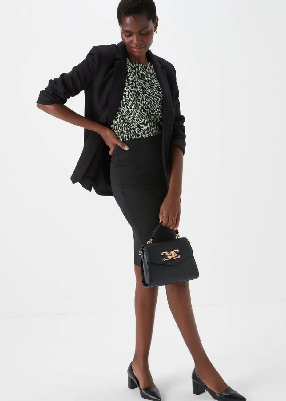 Et Vous Black Ponte Knee Length Skirt