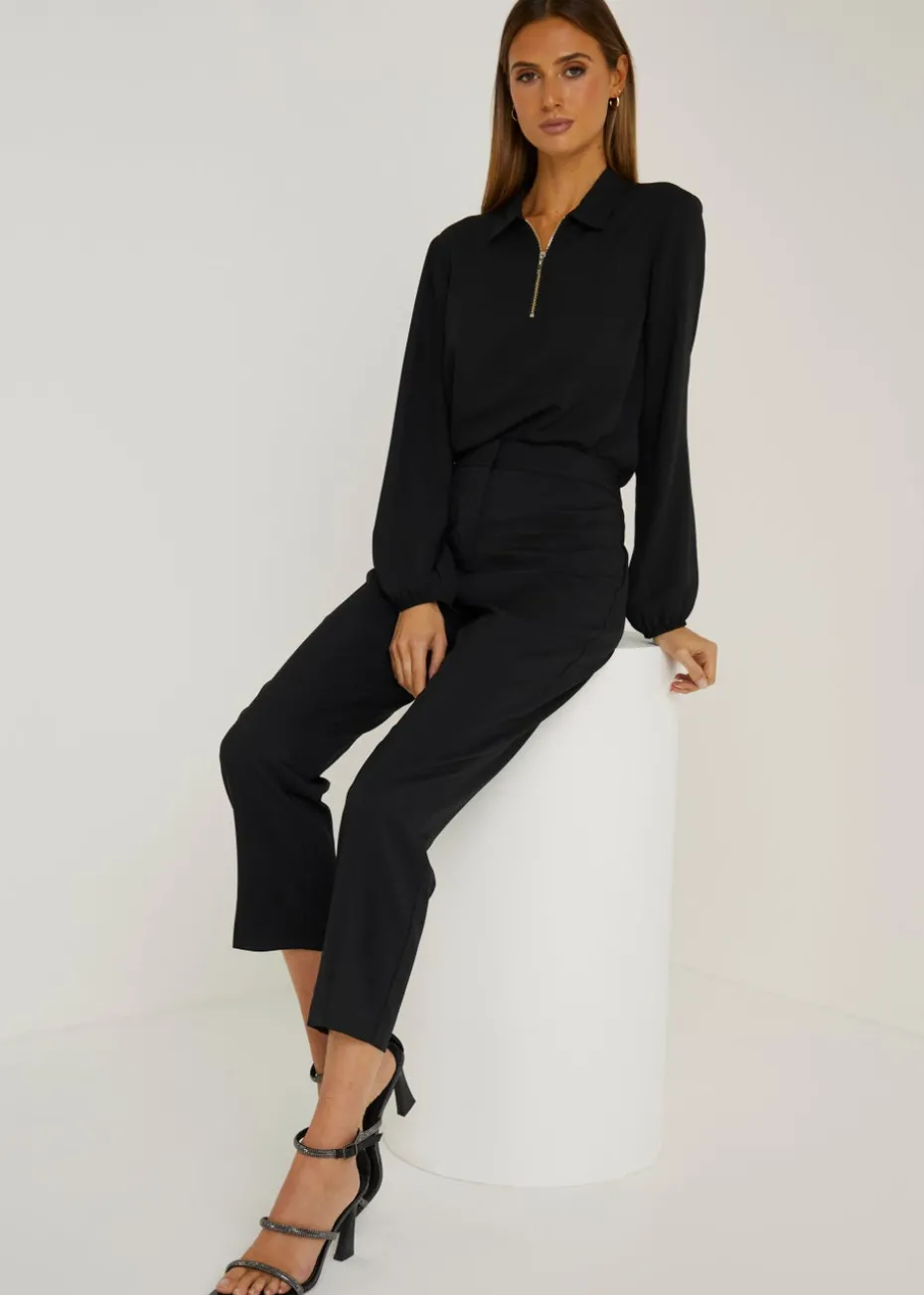 Et Vous Black Straight Fit Trousers (Short)