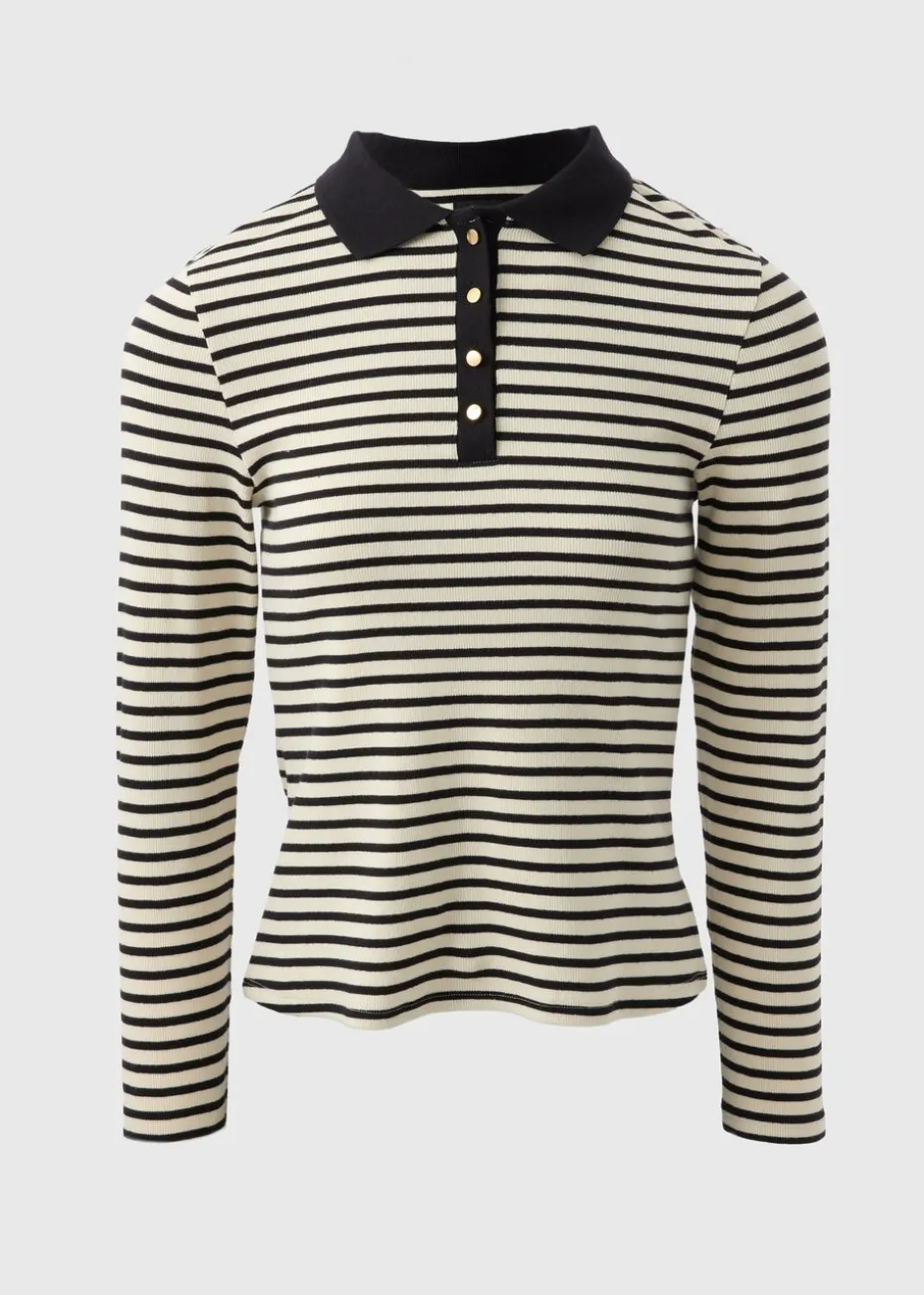 Et Vous Black Stripe Henley Top