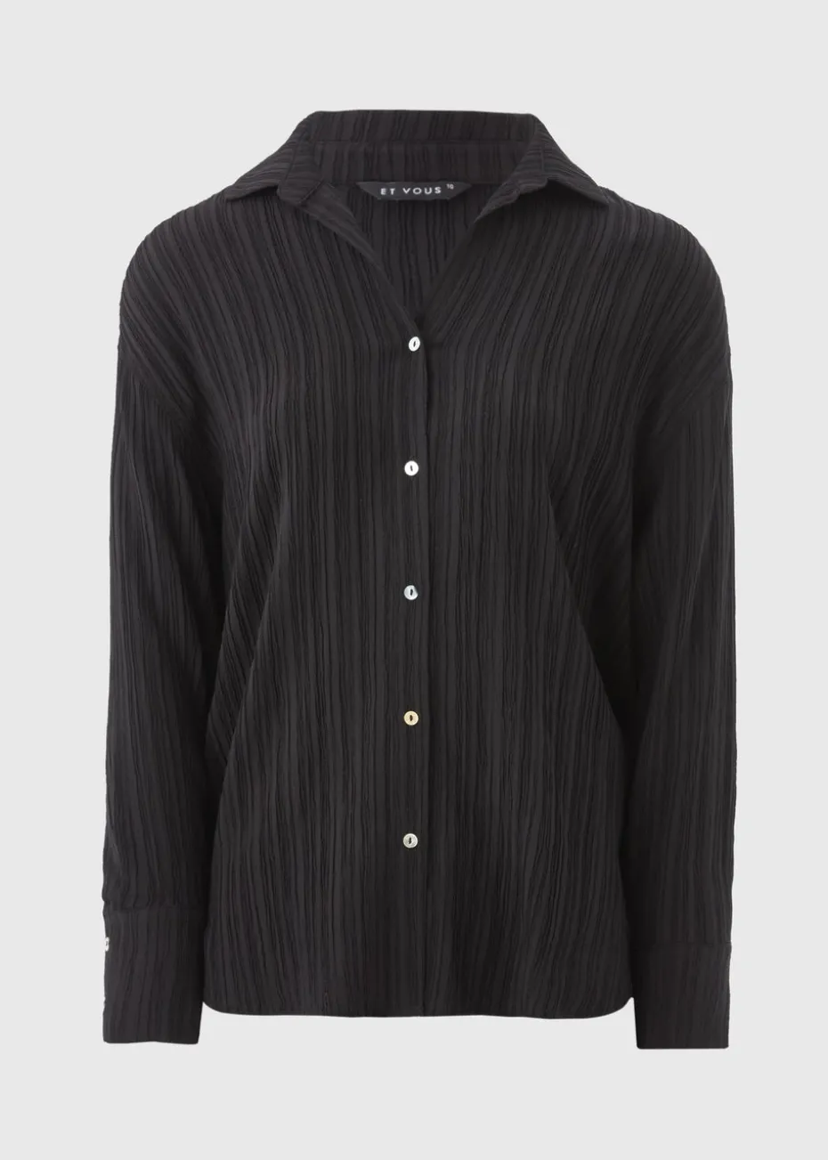 Et Vous Black Textured Co Ord Shirt