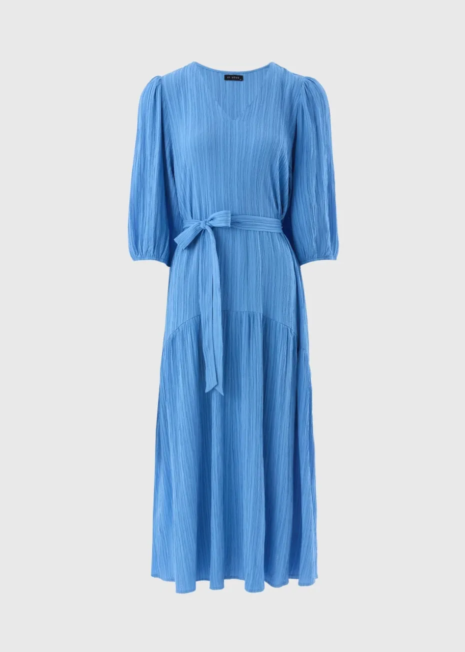 Et Vous Blue Textured Midaxi Dress