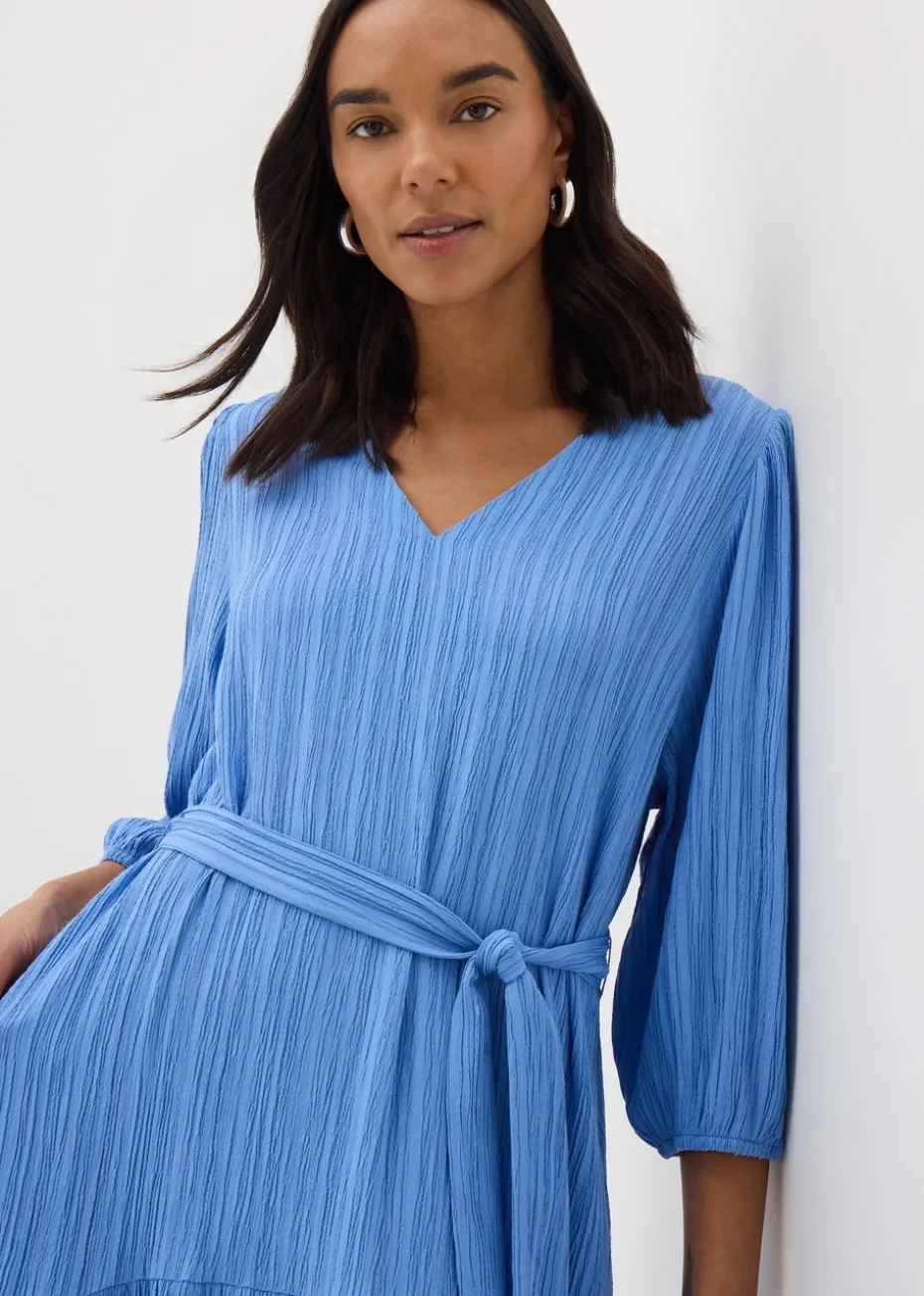 Et Vous Blue Textured Midaxi Dress