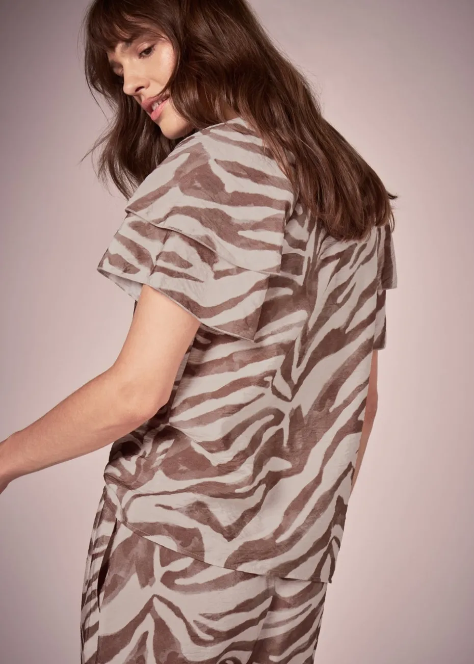 Et Vous Brown Zebra Co-Ord Tea Top