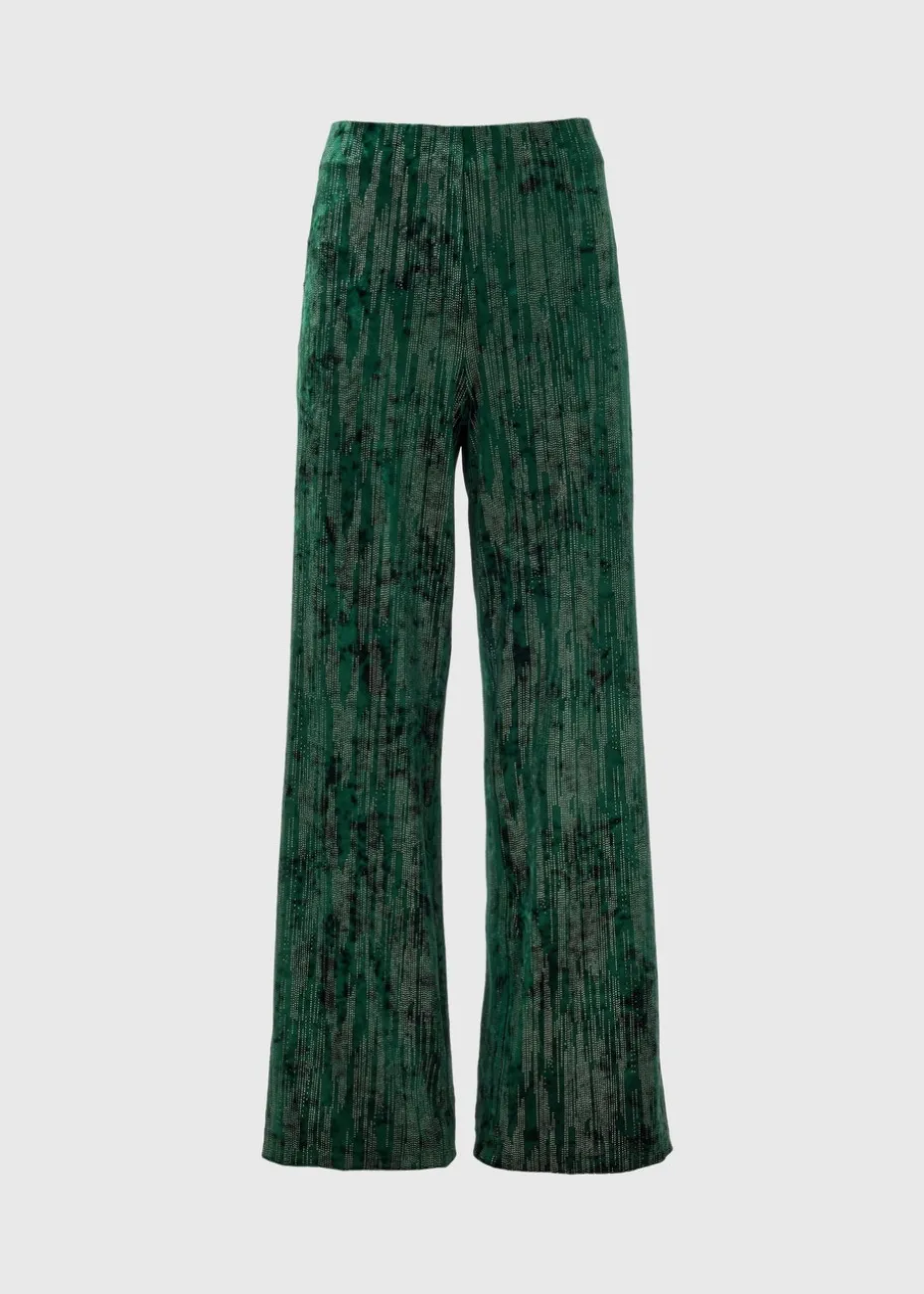 Et Vous Green Glitter Velvet Trousers