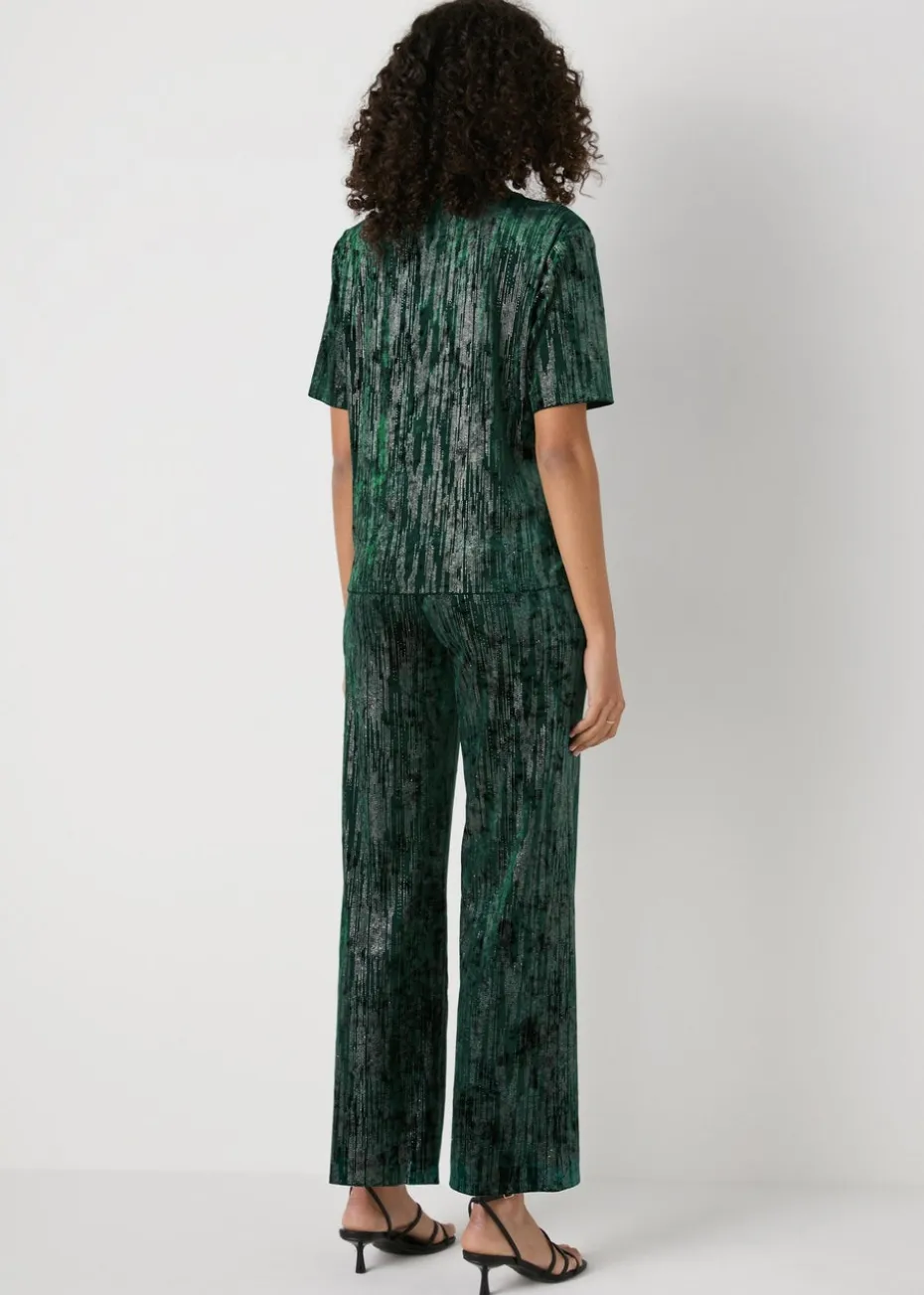 Et Vous Green Glitter Velvet Trousers