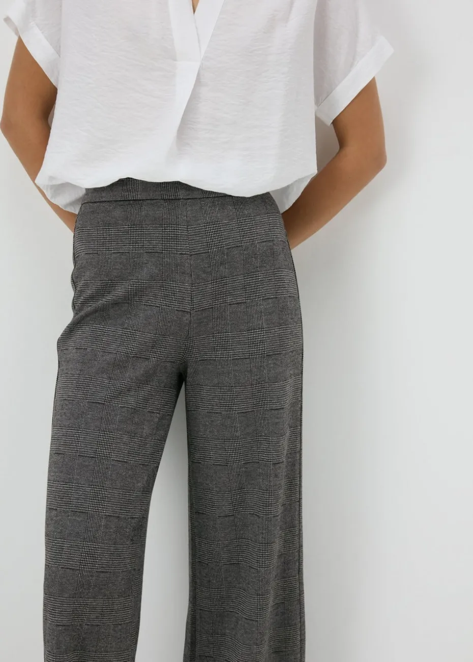 Et Vous Grey Check Ponte Wide Leg Trousers