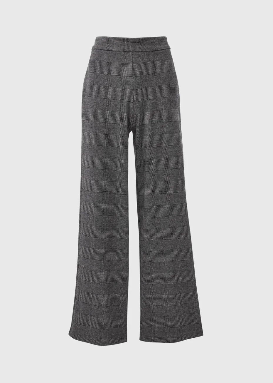 Et Vous Grey Check Ponte Wide Leg Trousers