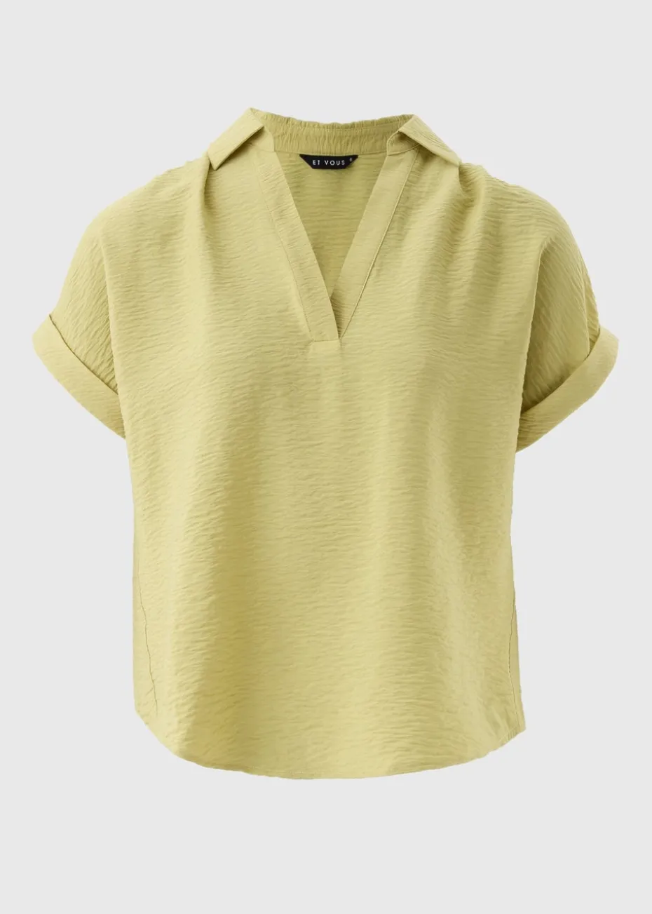 Et Vous Lime Green Airflow V-Neck Blouse