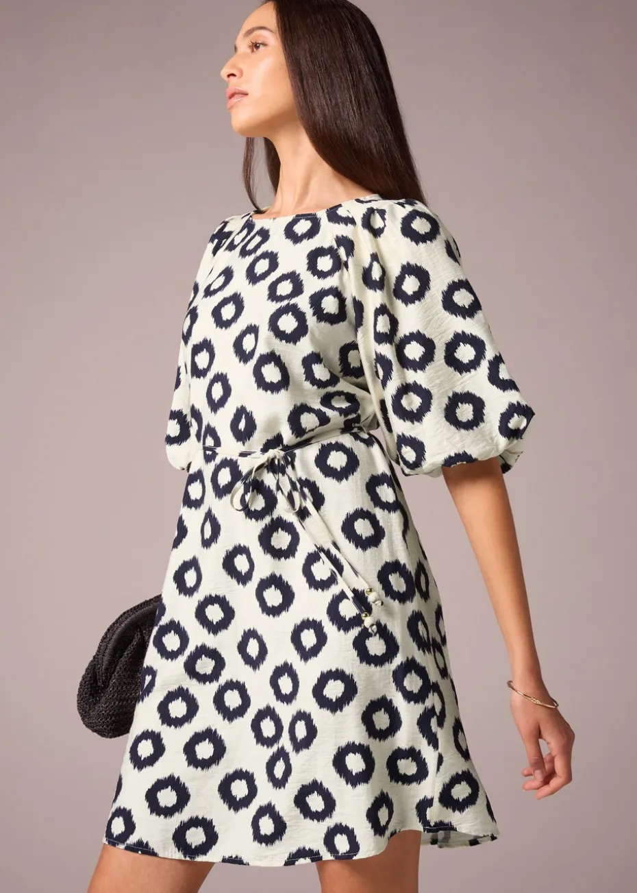 Et Vous Navy Scratch Puff Sleeve Dress