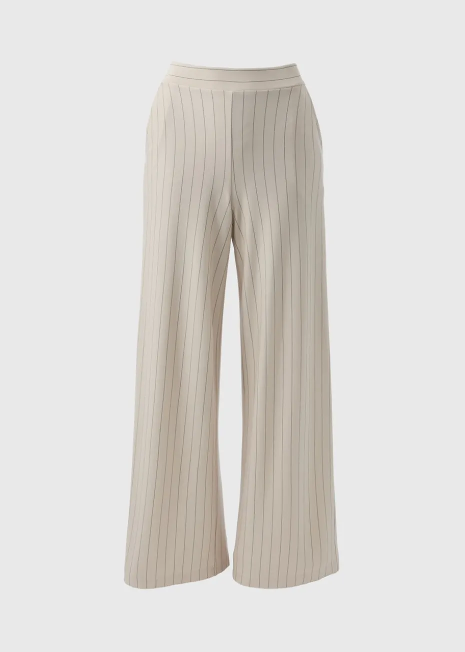 Et Vous Stone Pinstripe Wide Leg Trousers