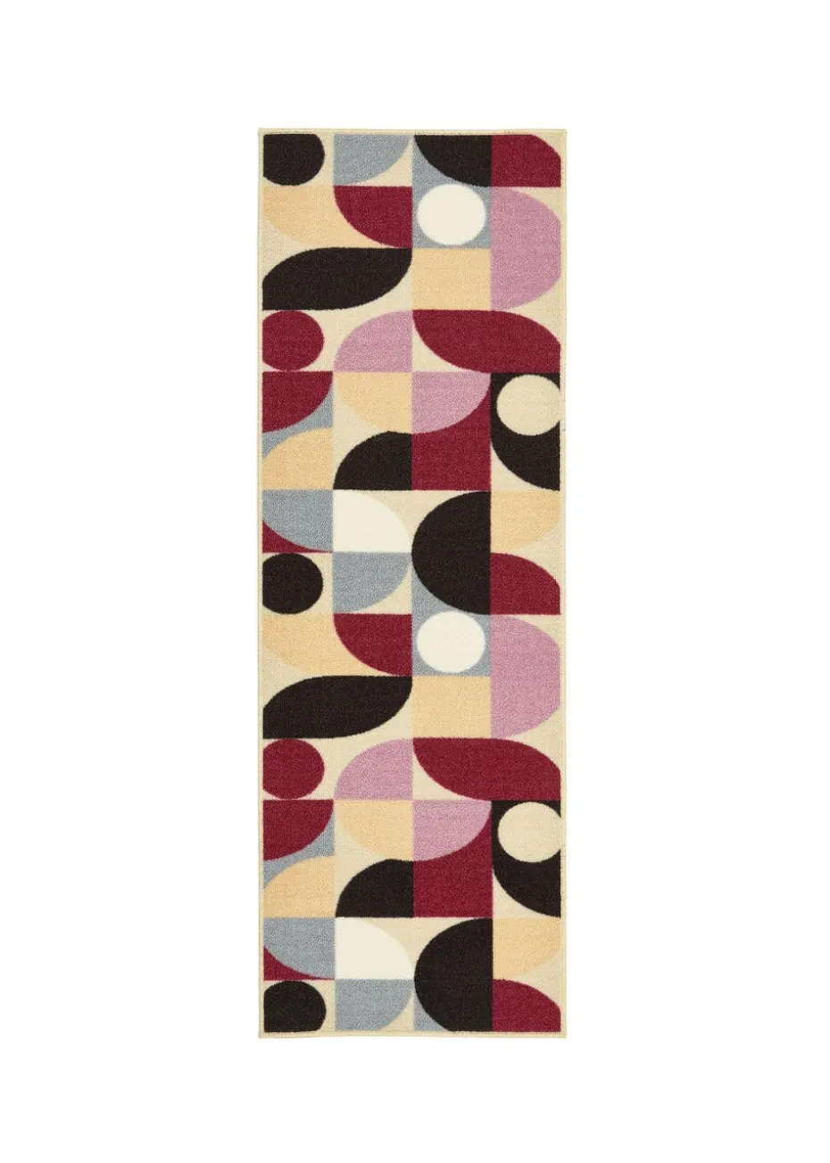 FloorMatters Printed Loop Purple Geo Washable Runner and Mat