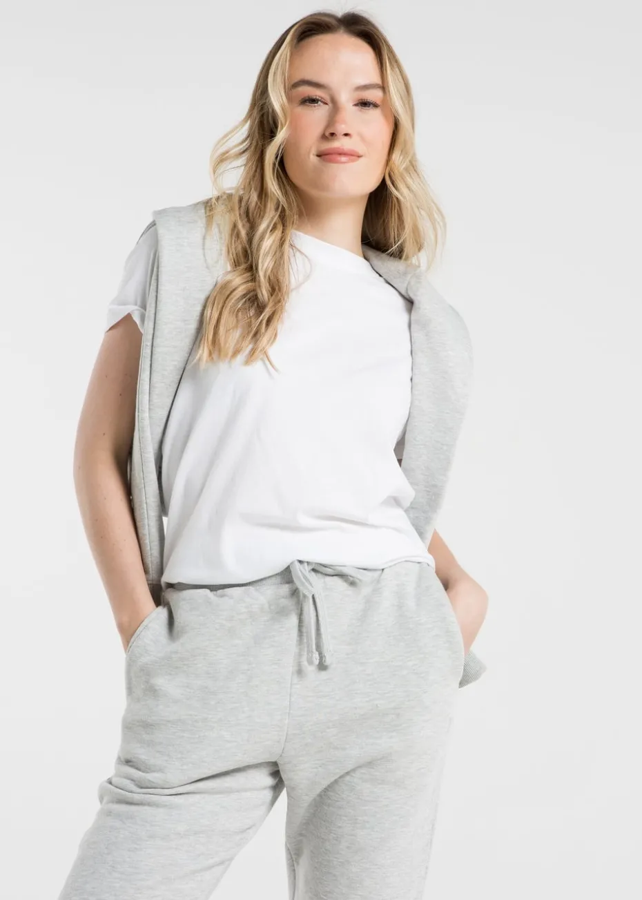 French Connection Light Grey Cotton Blend Regular Fit Logo Hoody