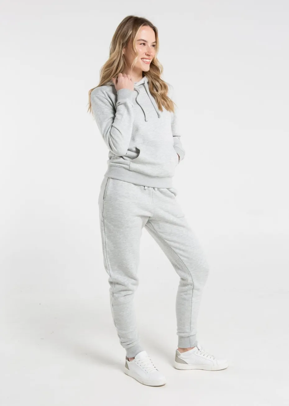 French Connection Light Grey Cotton Blend Regular Fit Logo Hoody