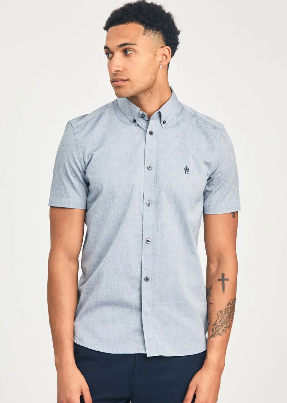 French Connection Navy Cotton Short Sleeve Oxford Shirt