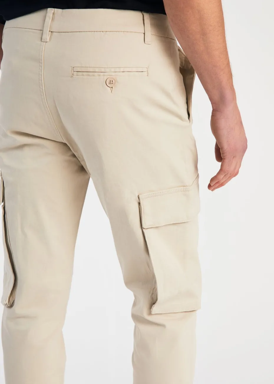 French Connection Stone Cotton Relaxed Fit Turn Up Cargo Trousers