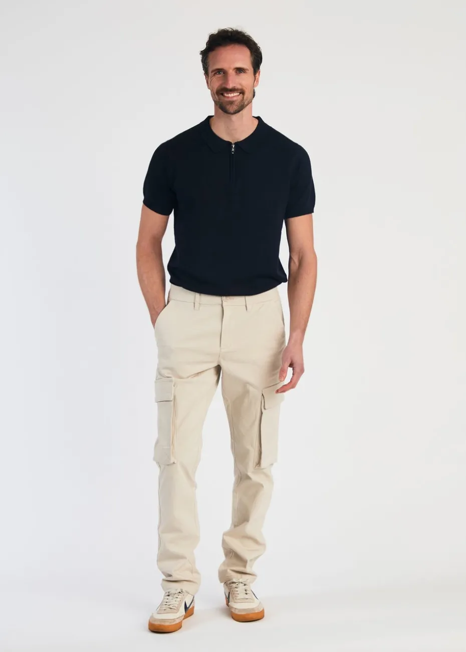 French Connection Stone Cotton Relaxed Fit Turn Up Cargo Trousers