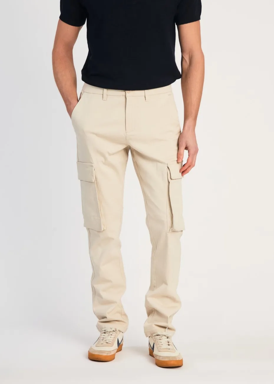 French Connection Stone Cotton Relaxed Fit Turn Up Cargo Trousers