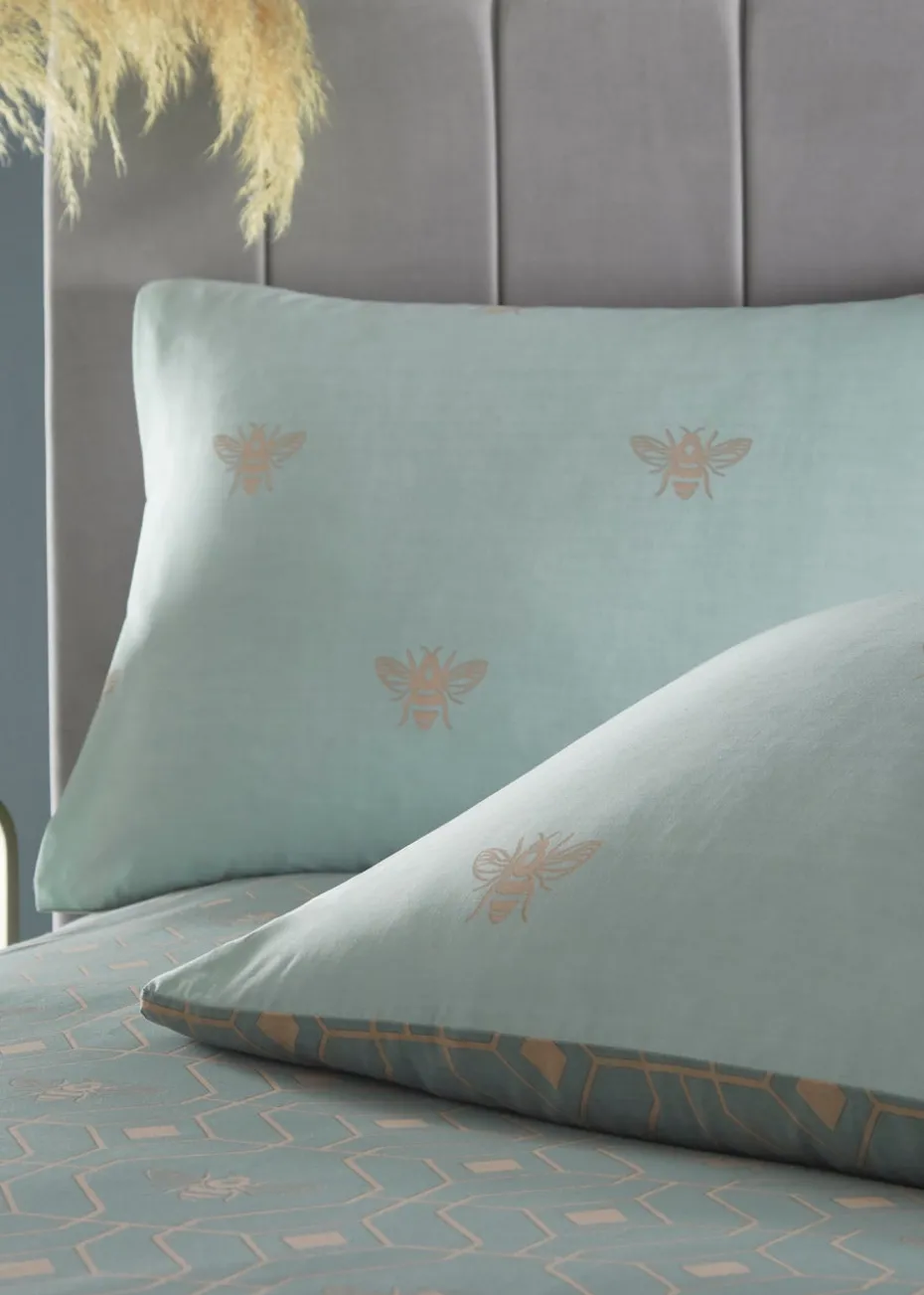 furn. Bee Deco Geometric Duvet Cover Set Eau De Nil