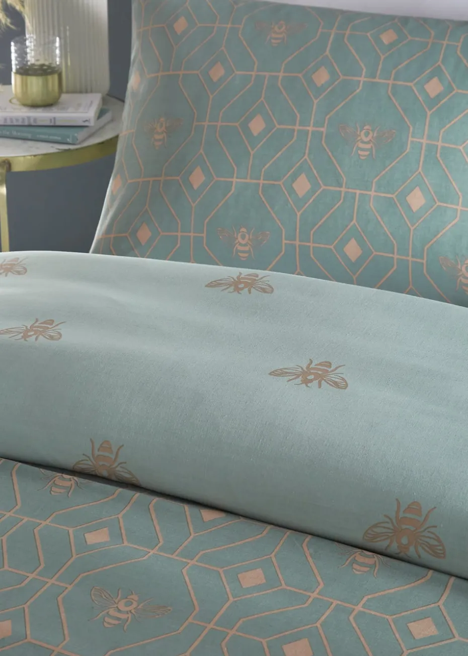 furn. Bee Deco Geometric Duvet Cover Set Eau De Nil