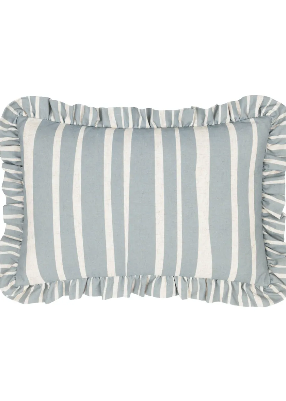 Furn Carmon Stripe Ruffle Blue Cushion (40 x 60 x 8 cm)