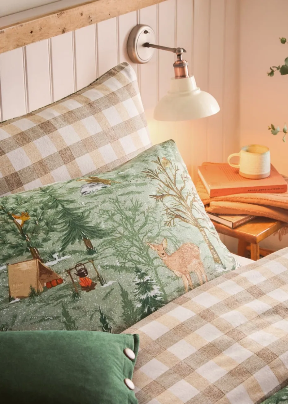 furn. Lodge Wood 100% Brushed Cotton Duvet Cover Set