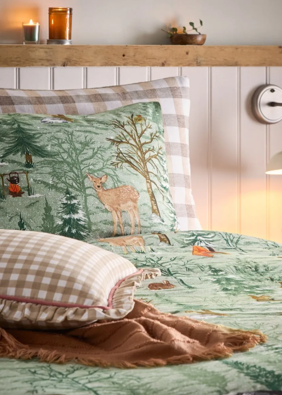 furn. Lodge Wood 100% Brushed Cotton Duvet Cover Set
