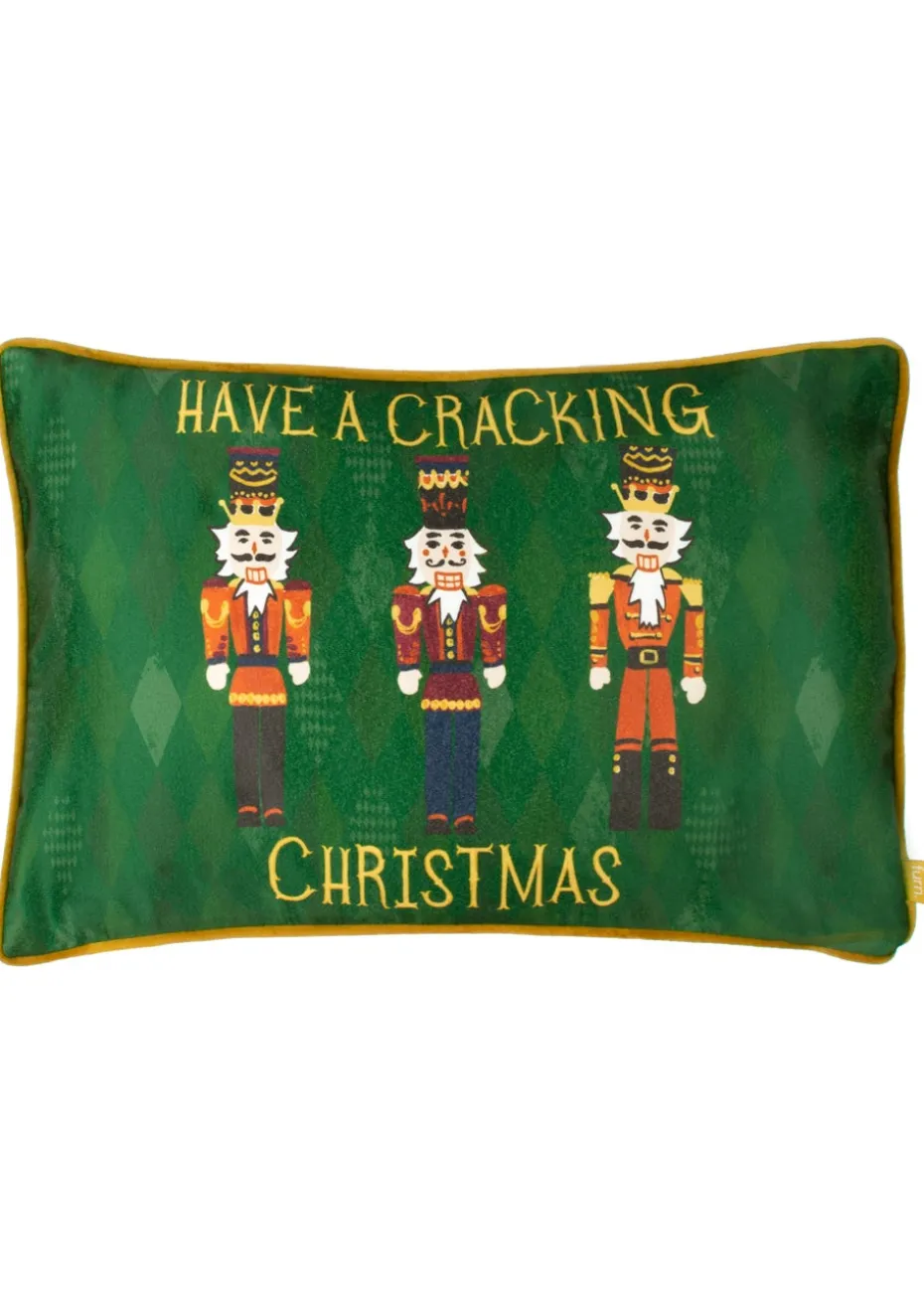 furn. Nutcracker Cracking Christmas Filled Cushion (30cm x 50cm x 8cm)
