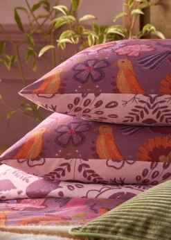 furn. Purple Broderie Floral Reversible Duvet Cover Set