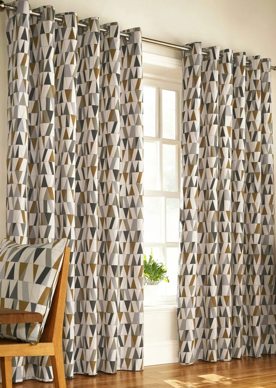 furn. Reno Geometric Eyelet Curtains