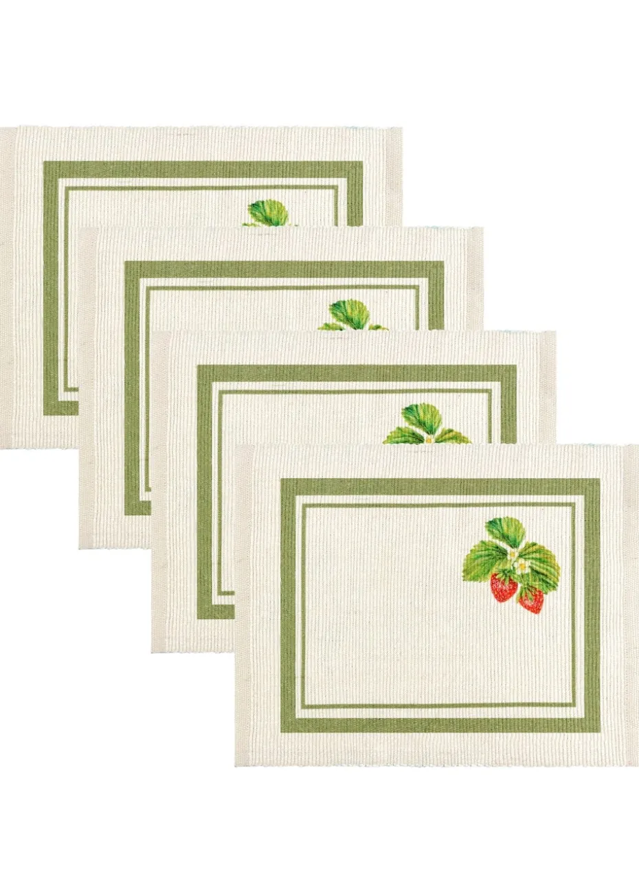 furn. Strawberry Set Of 4 Table Placemats (46 x 36cm)