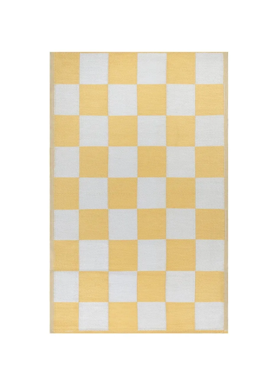 furn. Yellow Checkerboard Recycled Outdoor Rug