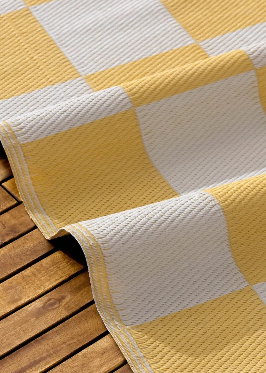 furn. Yellow Checkerboard Recycled Outdoor Rug