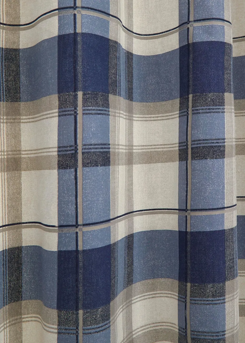 Fusion Balmoral Check Navy Eyelet Curtains