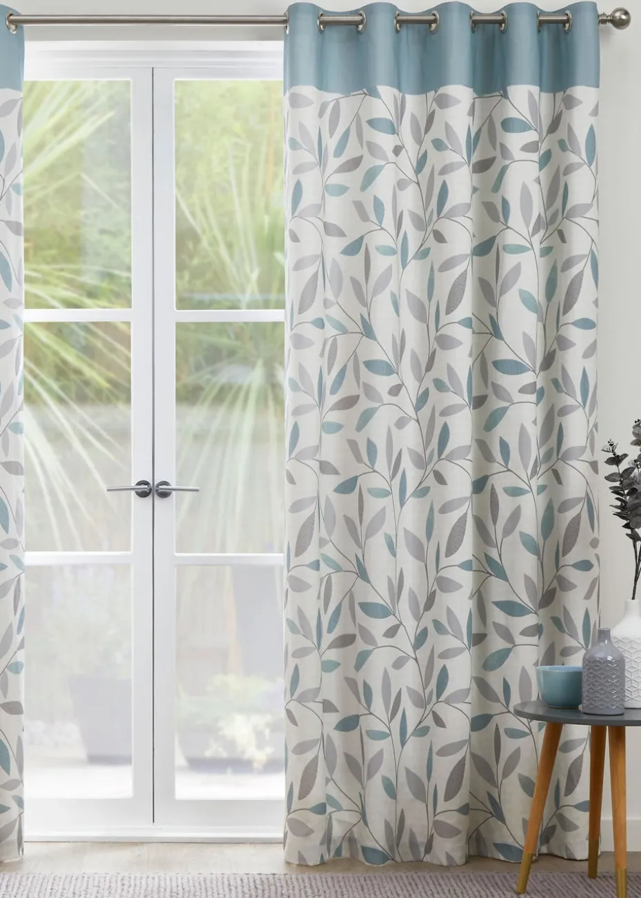 Fusion Beechwood Blue Eyelet Curtains