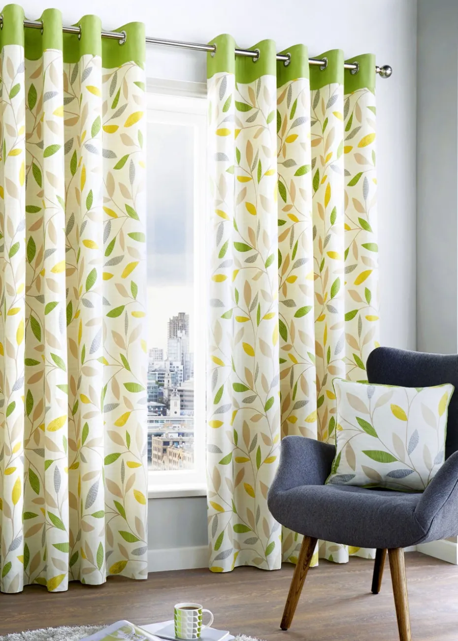 Fusion Beechwood Green Eyelet Curtains