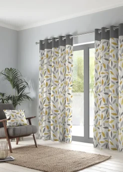 Fusion Beechwood Yellow Eyelet Curtains