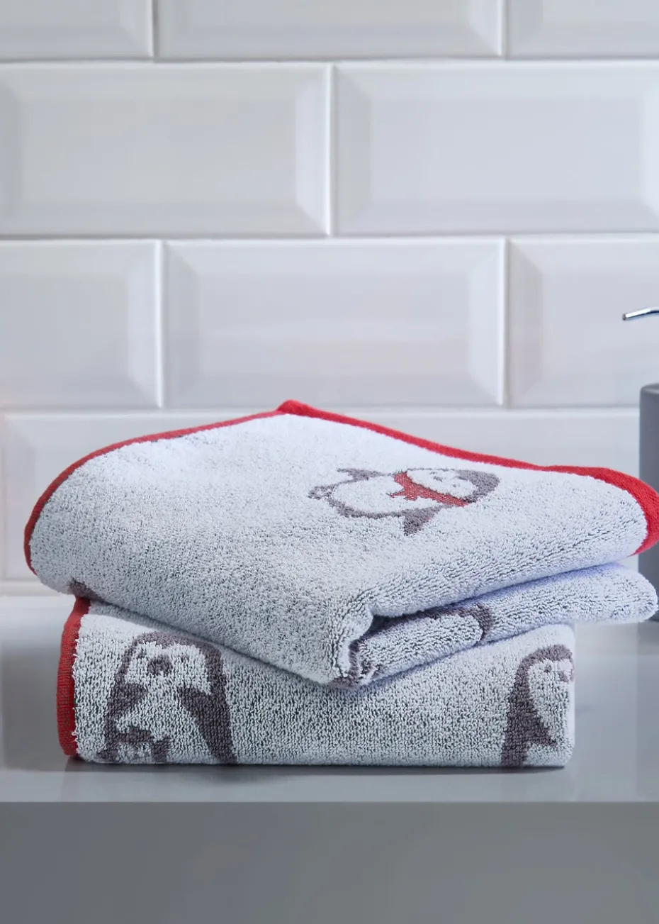 Fusion Christmas Penguins Hand Towel