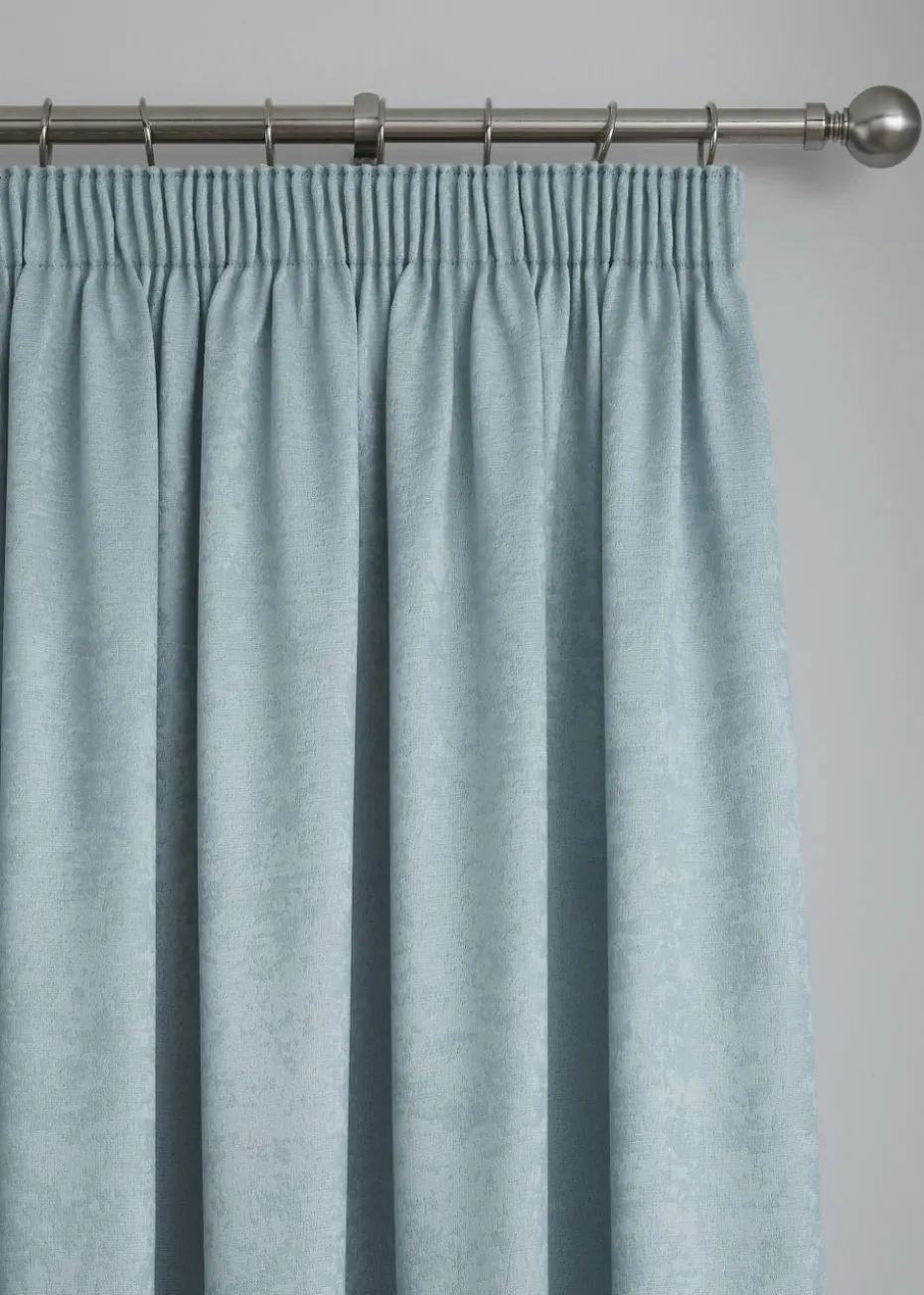 Fusion Galaxy Dimout Blue Pencil Pleat Curtains