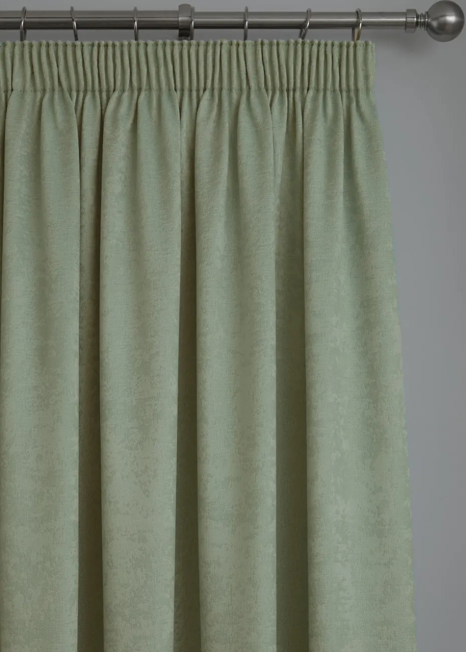 Fusion Galaxy Dimout Green Pencil Pleat Curtains
