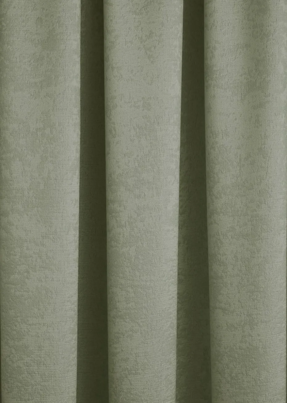 Fusion Galaxy Dimout Green Pencil Pleat Curtains