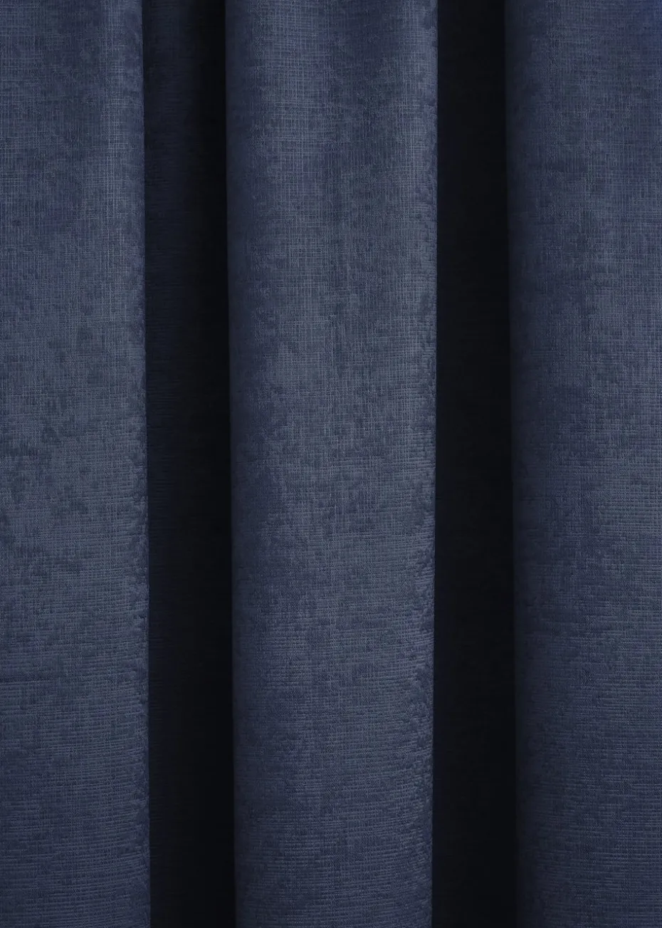Fusion Galaxy Dimout Navy Pencil Pleat Curtains