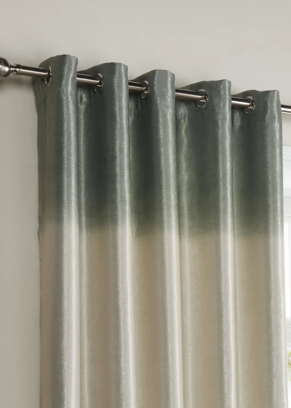Fusion Ombre Strata Green Eyelet Curtains